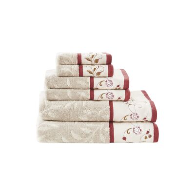 Madison Park 6-Piece Cotton Bath Towel Set 600 GSM Soft Absorbent Red-image