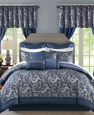 Madison Park Essentials Brystol 24-Pc. Room-in-a-Bag, Queen - Navy-image