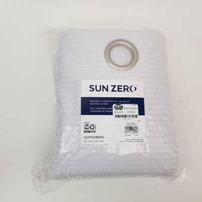 Sun Zero Blackout White Array Woven Dobby Draft Fleece 1 Panel Grommet 84