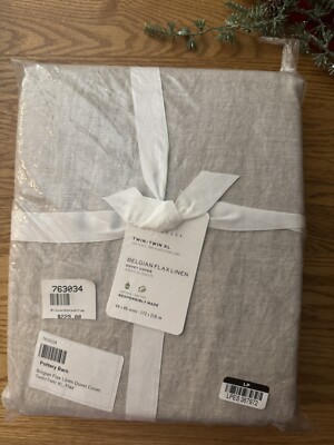 Pottery Barn Belgian Flax Linen Twin Duvet New-image