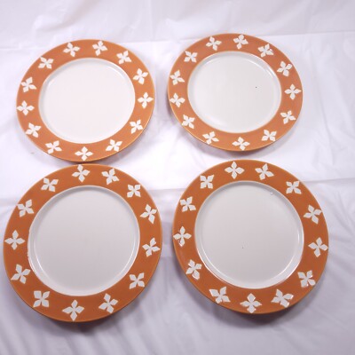 4 VTG Pottery Barn Dune Salad Dessert Plates Persimmon Beige Glazed Japan 7.5-image