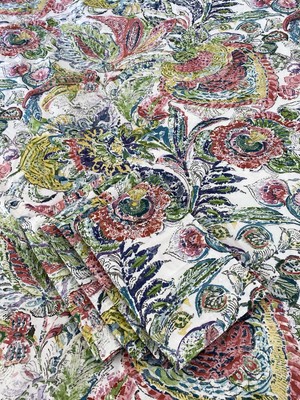 Pottery Barn Mackenzi QUEEN/FULL DUVET Set + 4 SHAMS Floral Paisley Watercolor-image