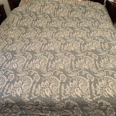 Pottery Barn Alessandra Sage Green Ivory Duvet Cover  Linen Blend Full/queen-image