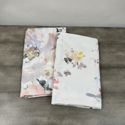 Pottery Barn Kinsley Floral Organic Cotton King Shams Set of 2 Multi Flaw Read-image