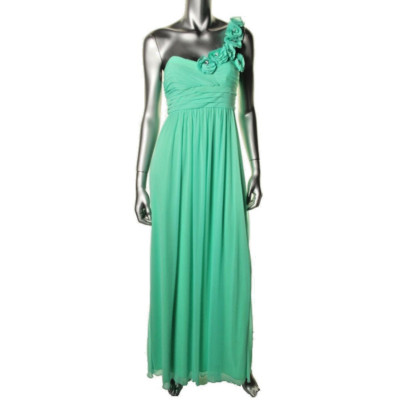 CITY STUDIO ~ Mint Green Sweetheart One Shoulder Rosettes Gown Juniors 5 NEW $89-image