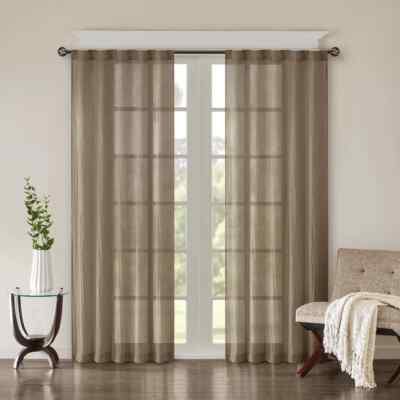 Madison Park Set of 2 Avery Solid Crushed Window Panels 84'' x 95 '' Taupe-image