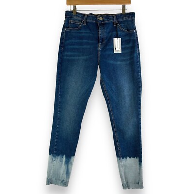 Topshop Womens Jeans 34x30 Acid Wash Dip Moto Jamie High Waist Ankle Grazer NEW-image