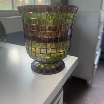 Studio Design Hand Crafted Glass Vase, Square Cuts of Glass, Elegant Glass Vase-image