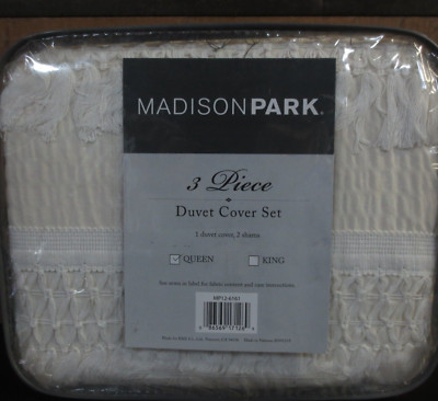 MADISON PARK QUEEN 3 PC DUVET COVER SET - SHABBY CHIC -  IVORY-image