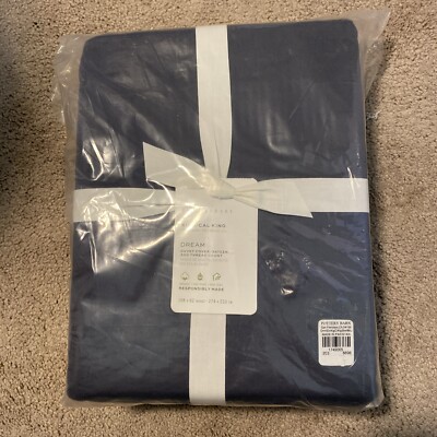 Pottery Barn DREAM Brushed Org Cotton Sateen Duvet Cover, Steel Blue, King , NWT-image
