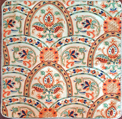 Pottery Barn Pillow Sham Linen/Cotton Orange Green Blue Floral Medallion-image