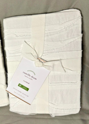 NWT Pottery Barn Camille 100% Cotton Voile Standard Pillow Sham White-image