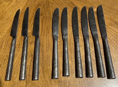 Pottery Barn Flatware STONEHENGE NOIR STAINLESS 3 Dinner Knife + 6 Butter knives-image