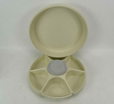 Tupperware Divided Veggie Fruit Party Tray 1665 With Dip Cup Large 12.5