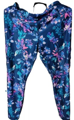 DIP Activewear Gym Leggings Floral  2 Phone Pockets Womens Sz XL Mesh Leg Insert-image