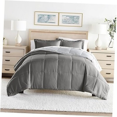  Reversible Twin Comforter Set (2 Piece) - Bring Twin/Twin XL Reversible Gray-image