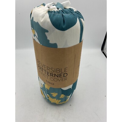 Becky Cameron Teal Boho Flower 3-Piece Reversible Full/Queen Duvet Cover Set-image