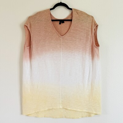 Anthropologie Left of Center XL Women’s Ombré Dip Dye Oversized Tunic Top *Flaw-image