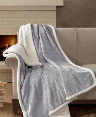 Madison Park Elma Embossed Plush Throw, 60