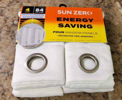 Sun Zero Energy Saving  Curtains, 4 Window Panels, 2 Windows, 26