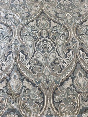 POTTERY BARN McKenna King Duvet Cover + 2 EURO Shams Set Paisley Blue Grey-image