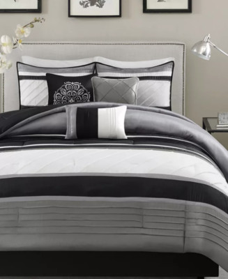 Madison Park Blaire 7-Pc. Faux-Silk Queen Comforter Set Bedding 1003-image