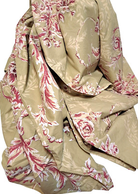 Pottery Barn Duvet Cover Renaissance Sage Green & Burgundy Floral Scrolls KING-image