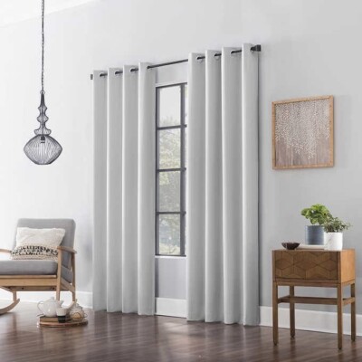 Sun Zero Hartford Room Darkening Grommet Curtains, 2-Pack. Light Gray 84
