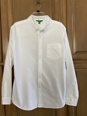 DIP Mens White Long Sleeve Button-Up Cotton Shirt ~ Size L ~ New-image