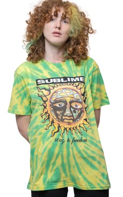 Sublime T Shirt 40oz To Freedom Band Logo new Official Unisex Dip Dye Green Size-image