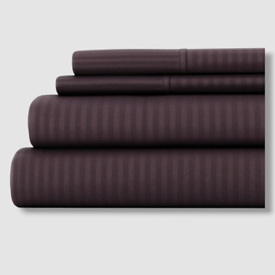 Ienjoy Home Purple Striped 4 Piece Bed Sheet Set Queen-image
