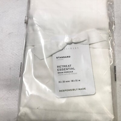Pottery Barn STANDARD PILLOWCASE White Retreat Essential Percale Sham NEW-image