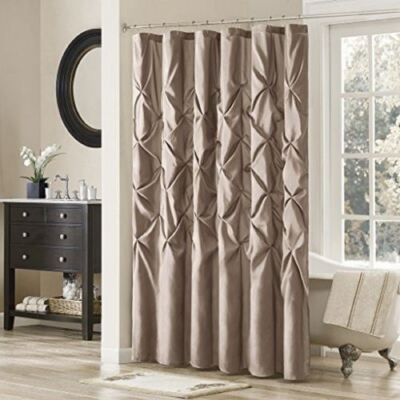 Madison Park Laurel Fabric Shower Curtain Mushroom Taupe MP70-438 72x72 New-image