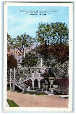1939 Stairway Leading To Madison Park At 17th Main Sts. Dubuque Iowa IA Postcard-image