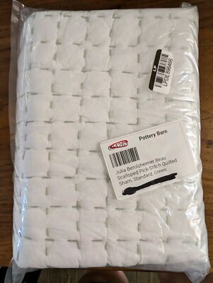 POTTERY BARN Julia Berolzheimer Beau Scalloped Quilted Sham-Std-Green-OPEN BOX-image