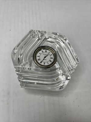 Waterford Crystal Clock Thick Heavy hexagon Shaped-image