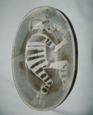 Studio Art Pottery Oval Bowl Stoneware Signed Suzanne Sloan Lewis 10