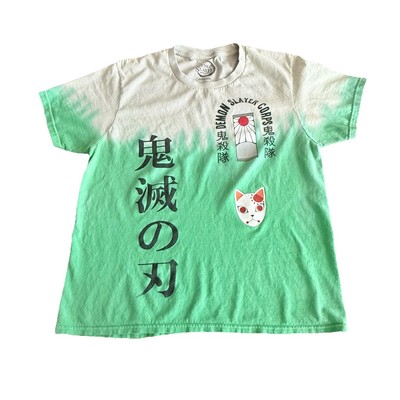 Demon Slayer Corps T-Shirt Size L Green Dip Dye Anime Manga Aniplex 100% Cotton-image