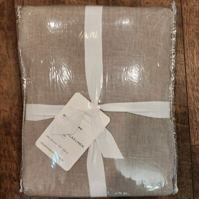 Pottery Barn Belgian Flax Linen King Duvet Cover Bamboo NEW-image