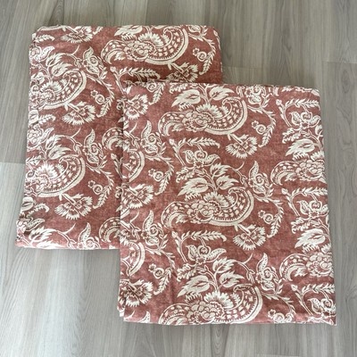 Pottery Barn Alessandra Drapes Set 2 Pink Floral Blackout Pair-image