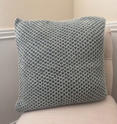 Pottery Barn Stonewashed Hand-knit Pillow Cover,  22”x22” Chambray Blue-image