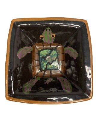 Decorative Marked Pottery Bowl Turtle Design EUC Tortoise S.K.-image