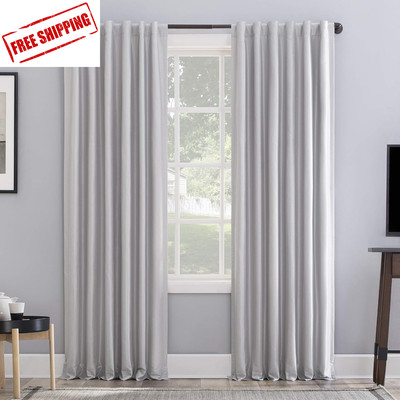 Greyson Faux Dupioni Silk Thermal Extreme Total Blackout Back Tab Curtain Panel,-image