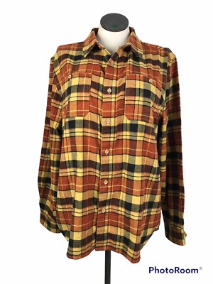 dip Flannel Button Down Shirt Women’s Size L Multicolor Plaid Pattern Pocket’s-image