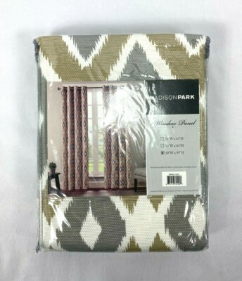 Madison Park Taupe Diamond Metal Grommet Curtain Panel, 50