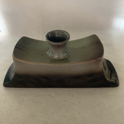 Vintage Studio Pottery Large unusual shaped vase MCM unsigned 12” x 5 1/2”-image