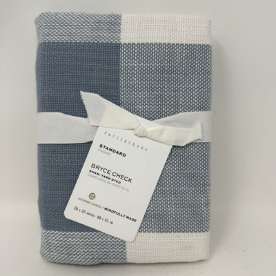 Pottery Barn Bryce Check Standard Sham White Blue 26 x 20 Cotton New-image