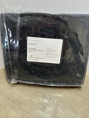 Pottery Barn Hudson Heathered Velvet Pillow 1 Sham Standard charcoal-image