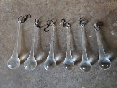 6 Pottery Barn Clarissa Chandelier Long teardrop Crystal Replacement 3”-image