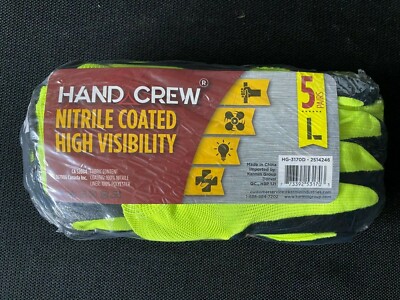 HG-3170D HandCrew Unisex Nitrile Dipped Multipurpose Gloves, One Size (5-Pairs)-image